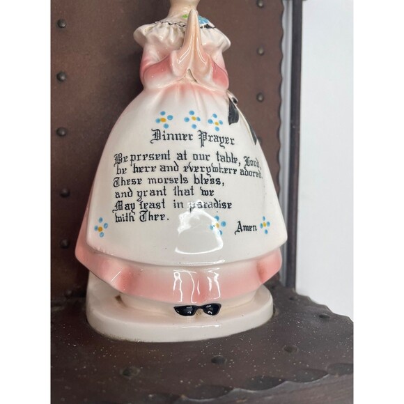 Vintage Enesco Kitchen Prayer Lady Mother ON WOODEN WALL BRACKETS - Picture 2 of 11